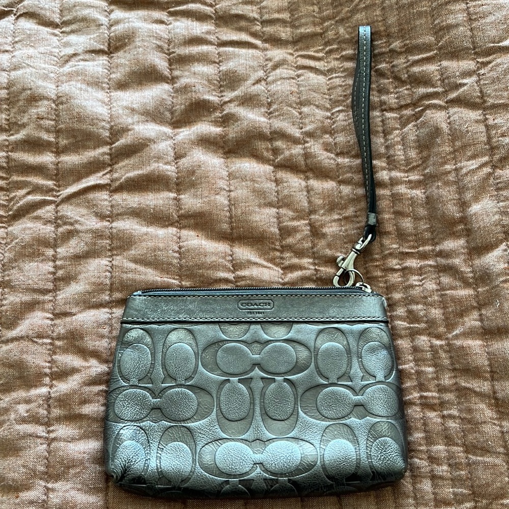 Coach metallic wristlet/ clutch